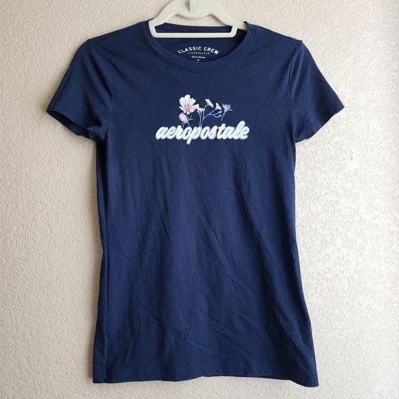 Aeropostale Tops - Aeropostale Women's Navy Blue Graphic Short Sleeve Tee Size M